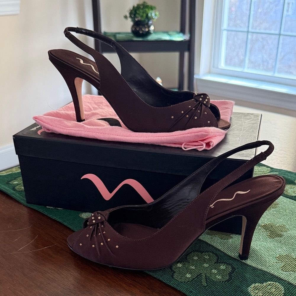 Nina Dark Brown Slingback Heels